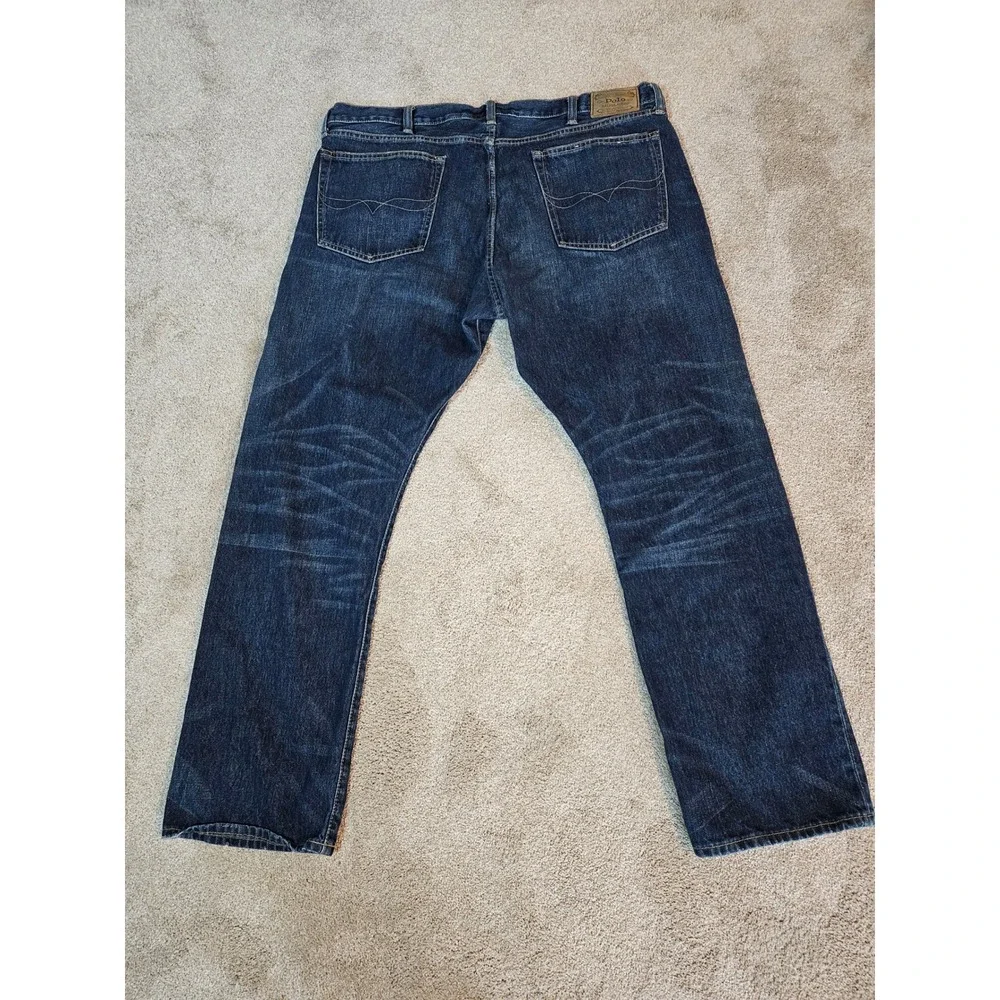 Polo Ralph Lauren Jeans Mens 42x32 Dark Wash Straight Authentic Dungarees‎ Good